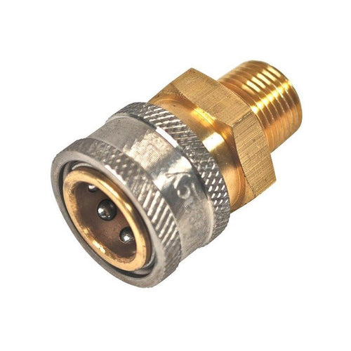 1/4" Brass Female Quick Disconnect Coupler w/ Male Pipe Threads (MNPT) Thumbnail