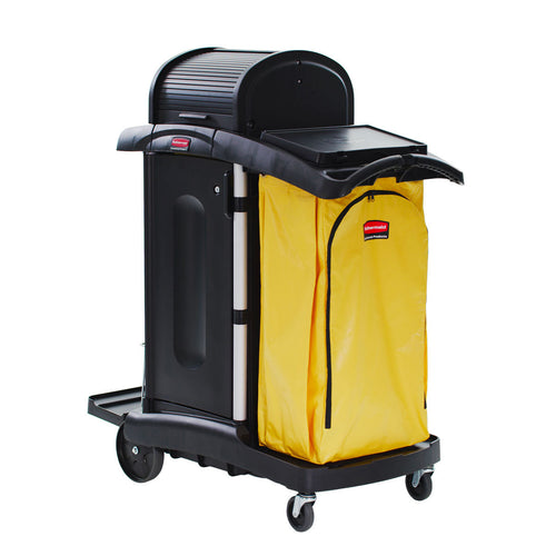 Rubbermaid Commercial Products Janitorial Cleaning Cart with Doors and Hood High Security, Black Thumbnail