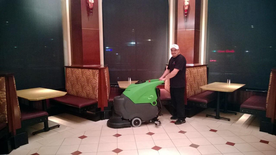 IPC Eagle CT40 ECS Auto Scrubber Cleaning a Restaurant Floor Thumbnail