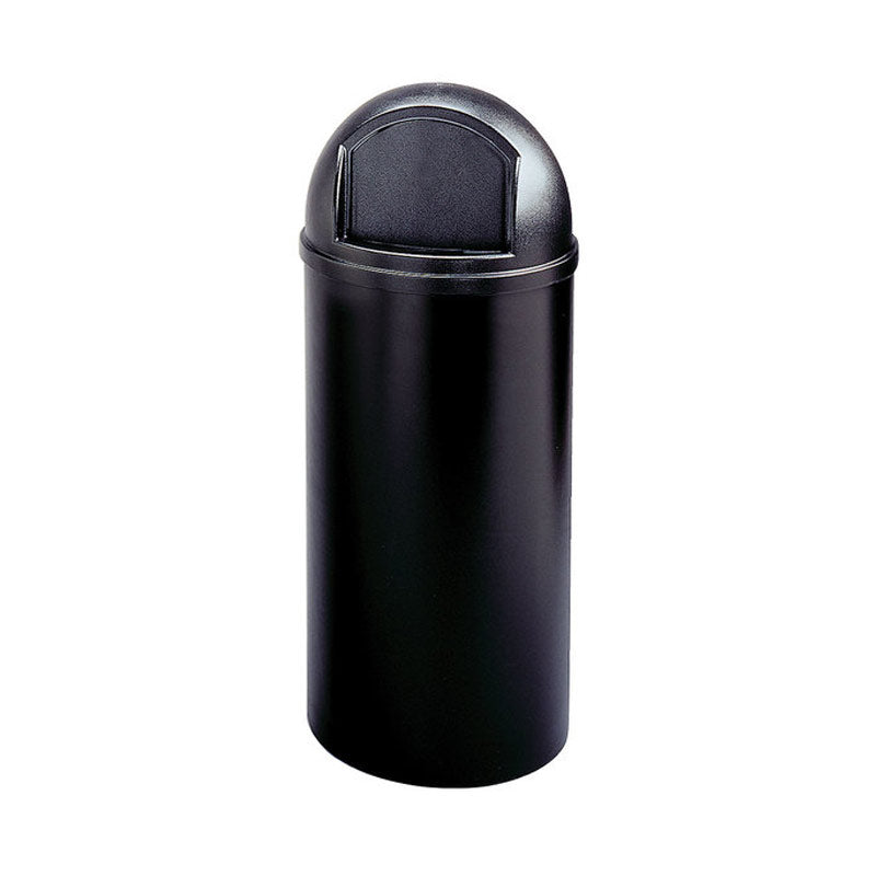 United Solutions Wheeled Round Blow Molded Plastic Trash Can 32 Gallons  85percent Recycled Black - Office Depot