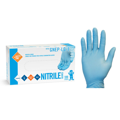 Safety Zone® Blue 4.25 Mil Food & Exam Grade Powder-Free Nitrile Gloves (S - XL Sizes Available) - Case of 100 Thumbnail