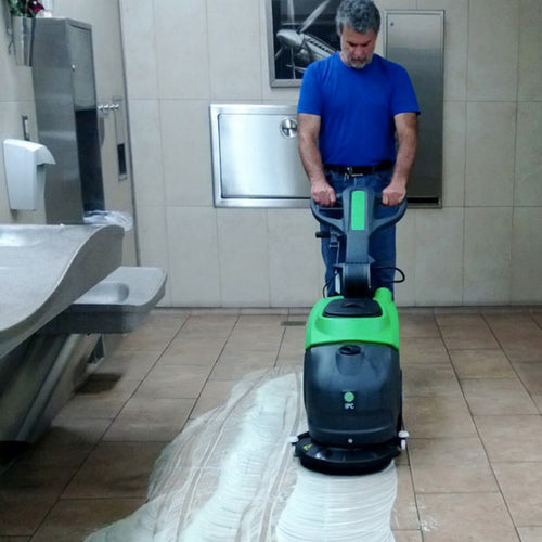 IPC Eagle CT15B Automatic Floor Scrubber Cleaning a Bathroom Floor Thumbnail