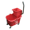 Red Hospital Bathroom Mop Bucket - 32 Qt. with Sidepress Wringer