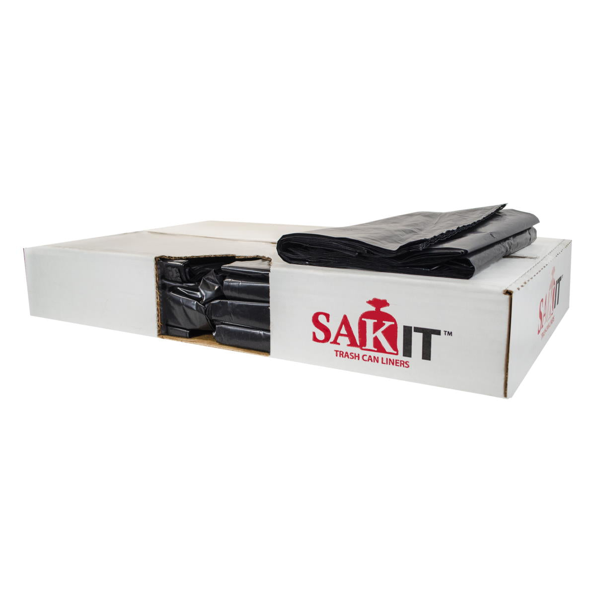 Sak-It™ 60 Gallon Black Low Density Coreless Trash Can Liners (38 x 58