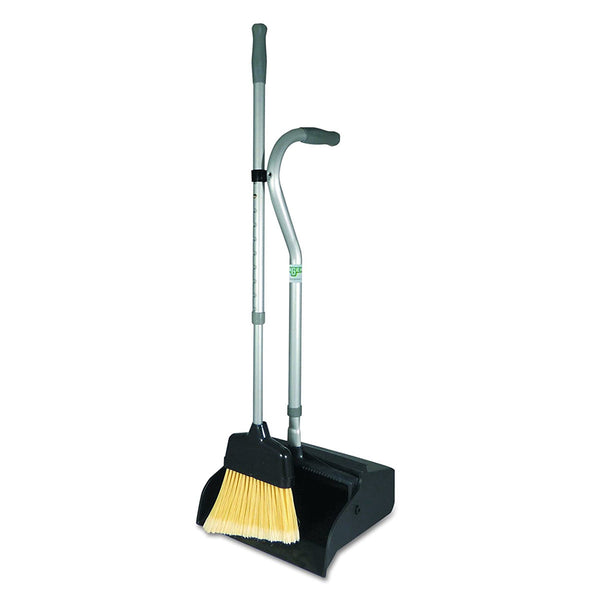 11 in. Black/Gray Upright Broom and Dustpan Set TG07-KJ027 - The Home Depot