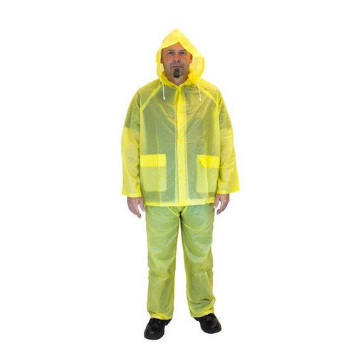 Yellow 3-Piece PVC Lightweight Rain Suit - 10 mil (S - 3X Available) Thumbnail